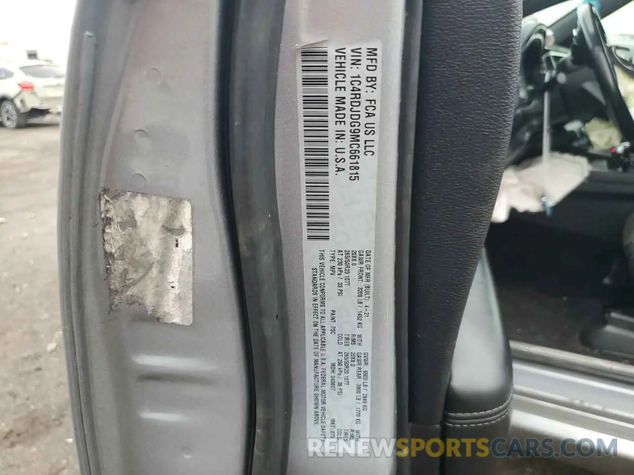 13 Photograph of a damaged car 1C4RDJDG9MC661815 DODGE DURANGO 2021