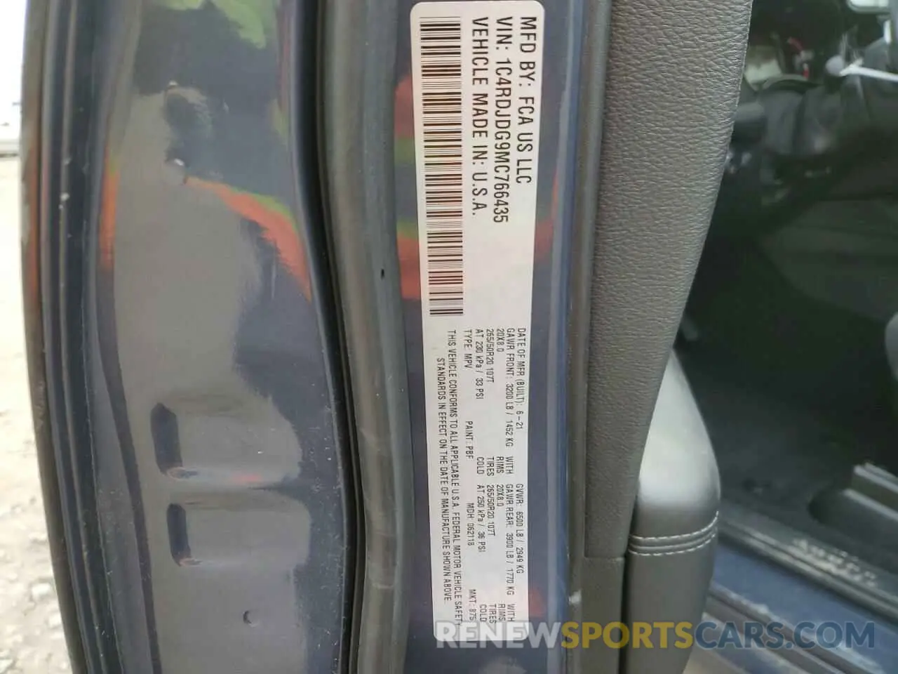 13 Photograph of a damaged car 1C4RDJDG9MC766435 DODGE DURANGO 2021
