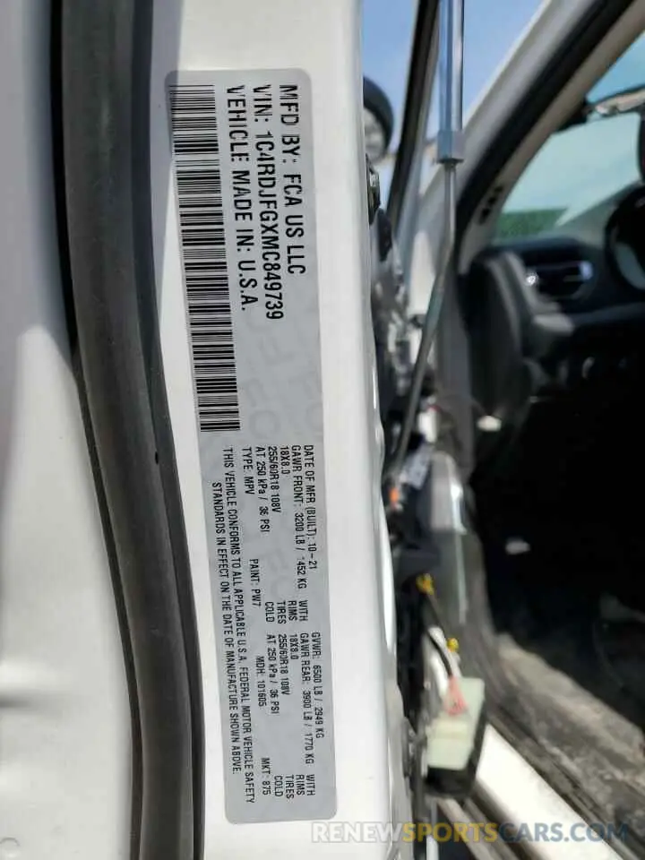 14 Photograph of a damaged car 1C4RDJFGXMC849739 DODGE DURANGO 2021