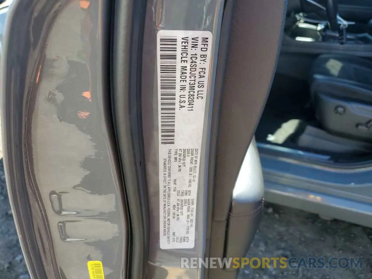 13 Photograph of a damaged car 1C4SDJCT3MC820411 DODGE DURANGO 2021