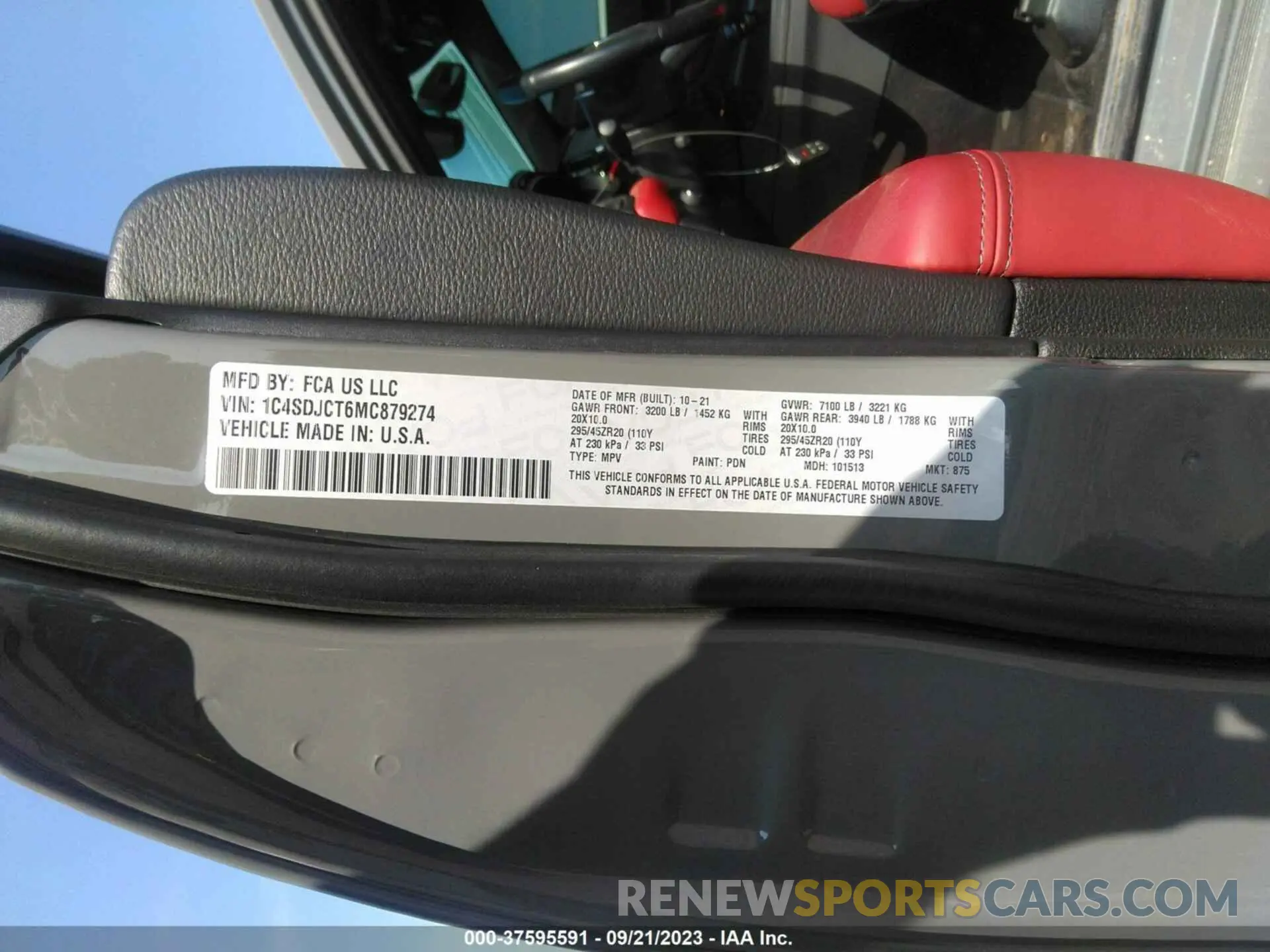 9 Photograph of a damaged car 1C4SDJCT6MC879274 DODGE DURANGO 2021