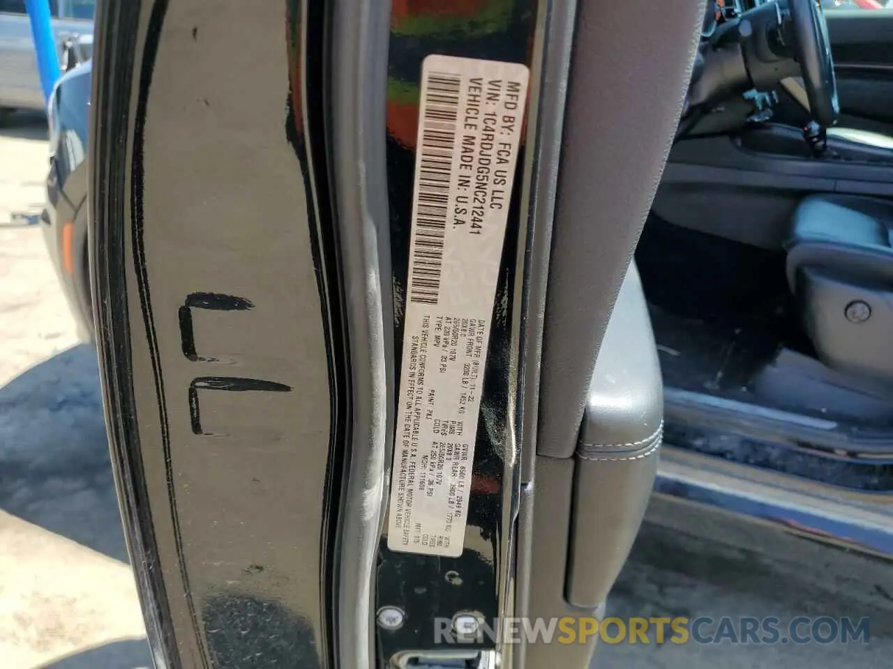 13 Photograph of a damaged car 1C4RDJDG5NC212441 DODGE DURANGO 2022