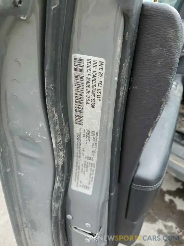15 Photograph of a damaged car 1C4RDJDGXNC183759 DODGE DURANGO 2022