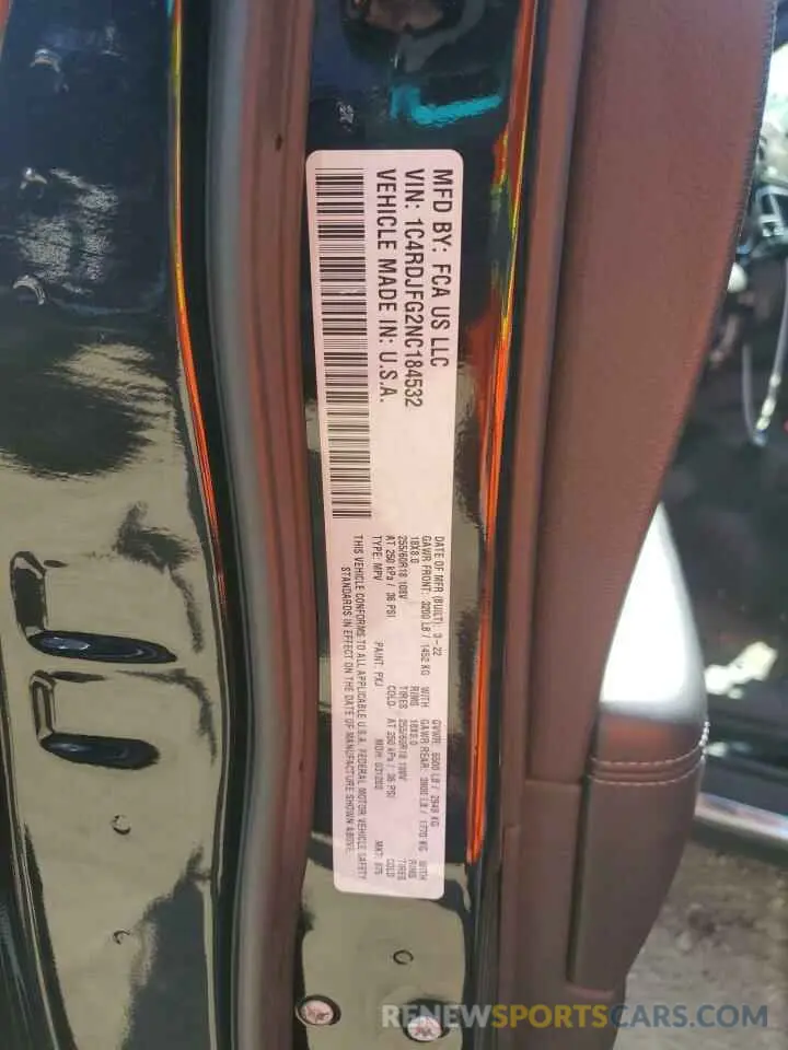 13 Photograph of a damaged car 1C4RDJFG2NC184532 DODGE DURANGO 2022