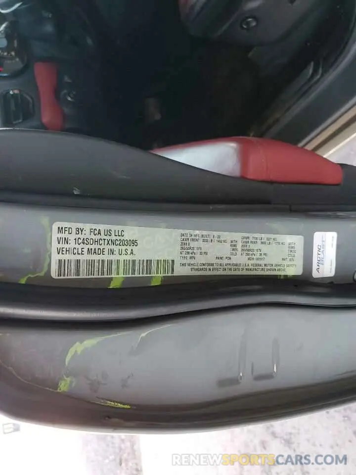 15 Photograph of a damaged car 1C4SDHCTXNC203095 DODGE DURANGO 2022