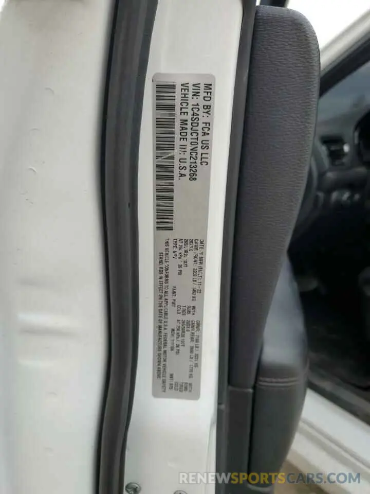 13 Photograph of a damaged car 1C4SDJCT0NC213268 DODGE DURANGO 2022