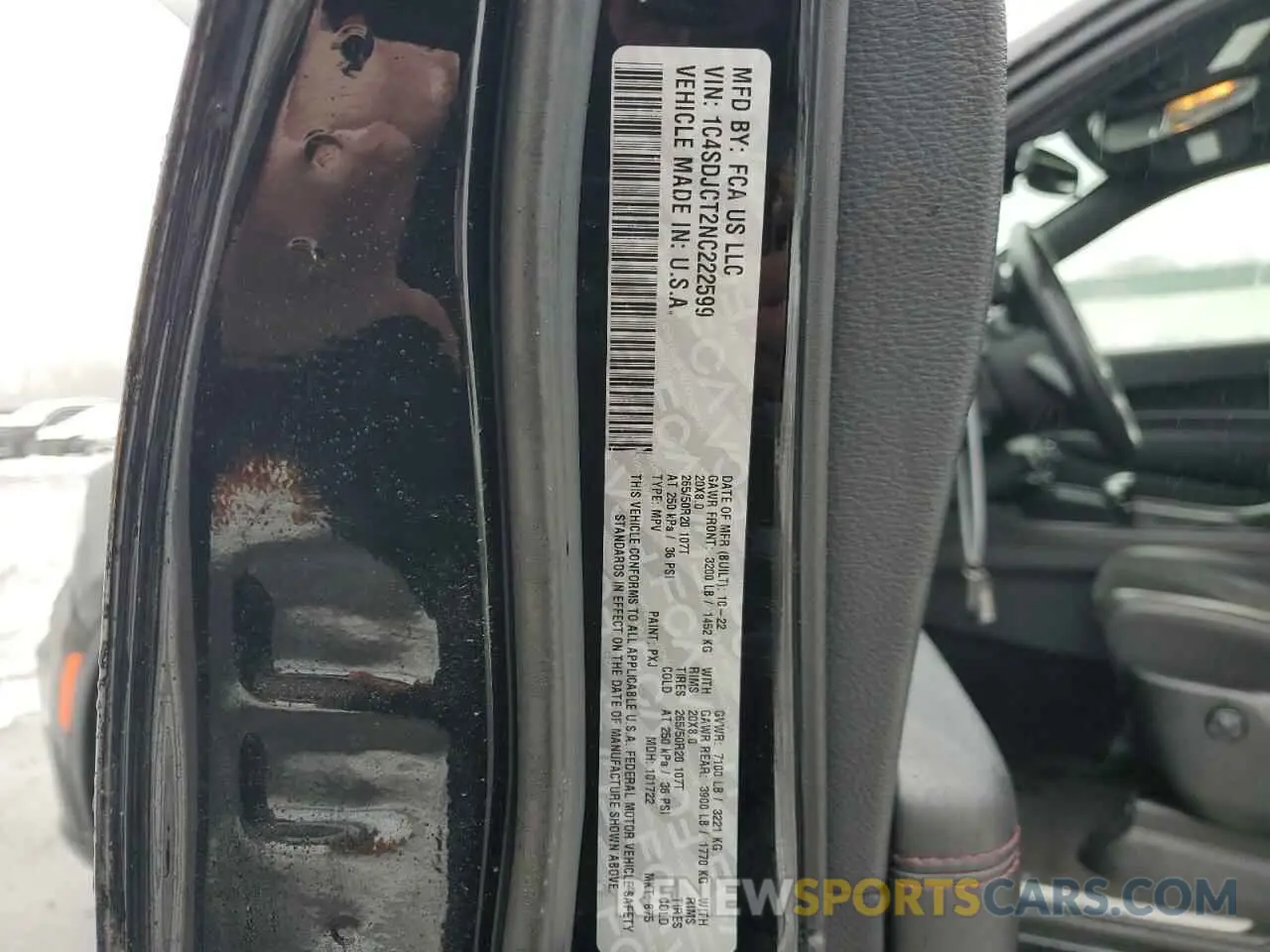 13 Photograph of a damaged car 1C4SDJCT2NC222599 DODGE DURANGO 2022