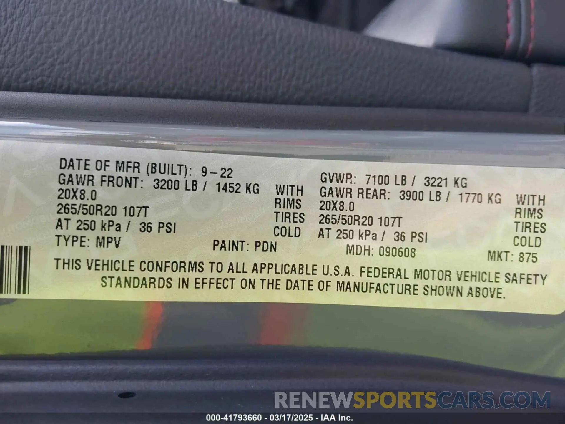 9 Photograph of a damaged car 1C4SDJCT7NC220945 DODGE DURANGO 2022