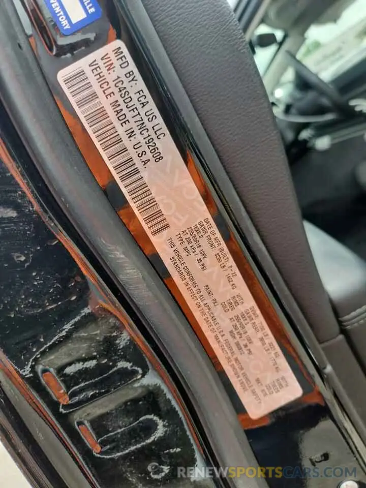 13 Photograph of a damaged car 1C4SDJFT7NC192608 DODGE DURANGO 2022