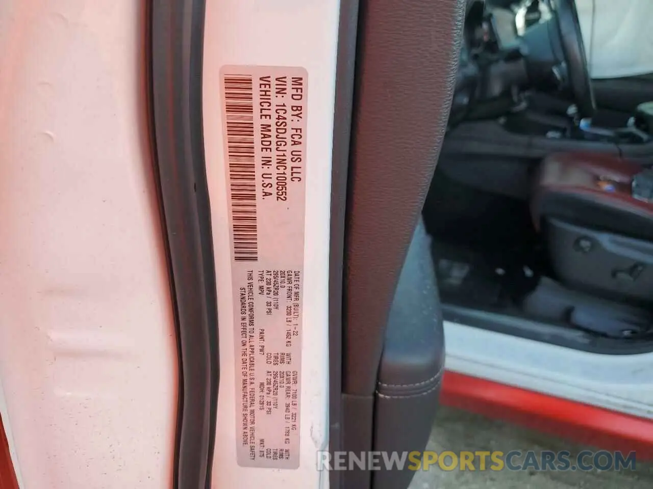 14 Photograph of a damaged car 1C4SDJGJ1NC100552 DODGE DURANGO 2022