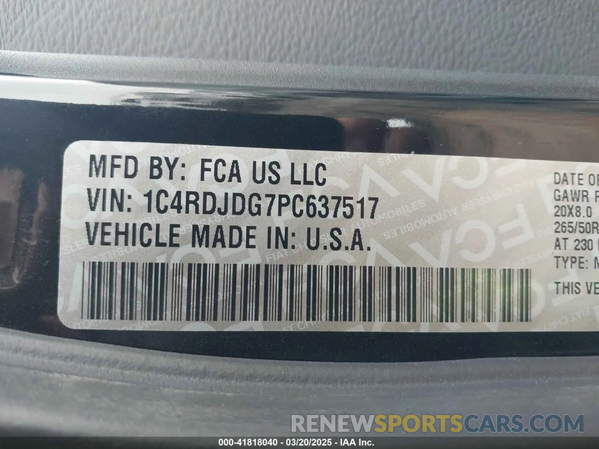 9 Photograph of a damaged car 1C4RDJDG7PC637517 DODGE DURANGO 2023