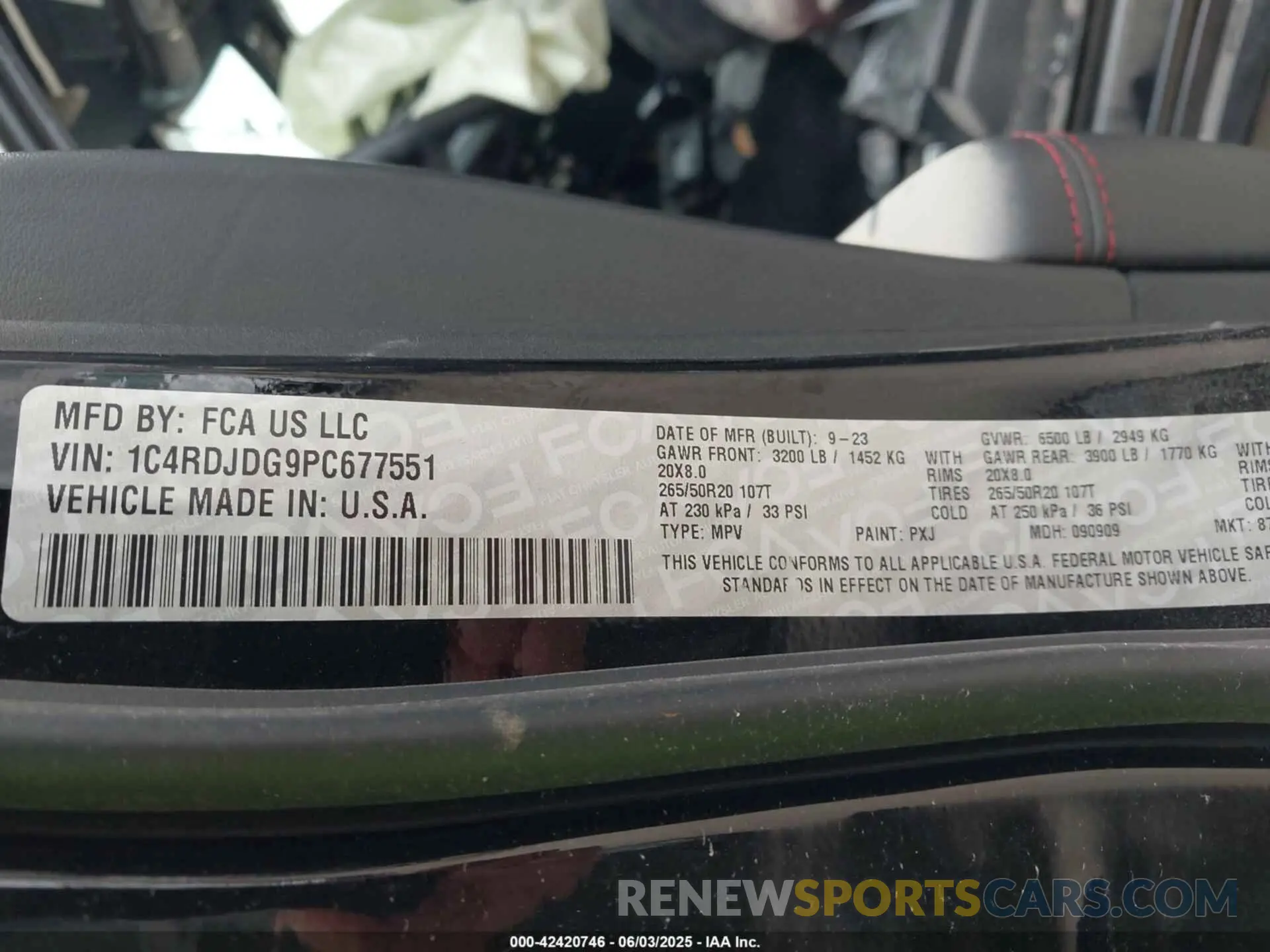 9 Photograph of a damaged car 1C4RDJDG9PC677551 DODGE DURANGO 2023