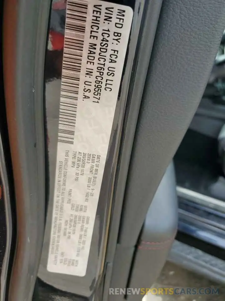 13 Photograph of a damaged car 1C4SDJCT6PC695571 DODGE DURANGO 2023