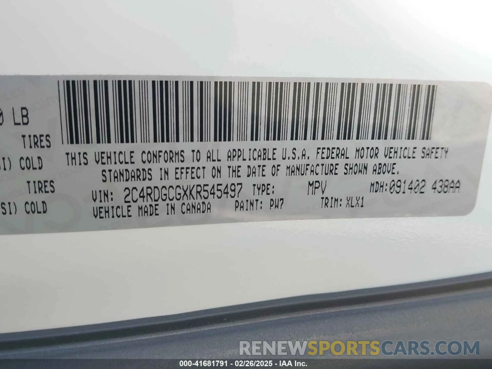 9 Photograph of a damaged car 2C4RDGCGXKR545497 DODGE GRAND CARAVAN 2019