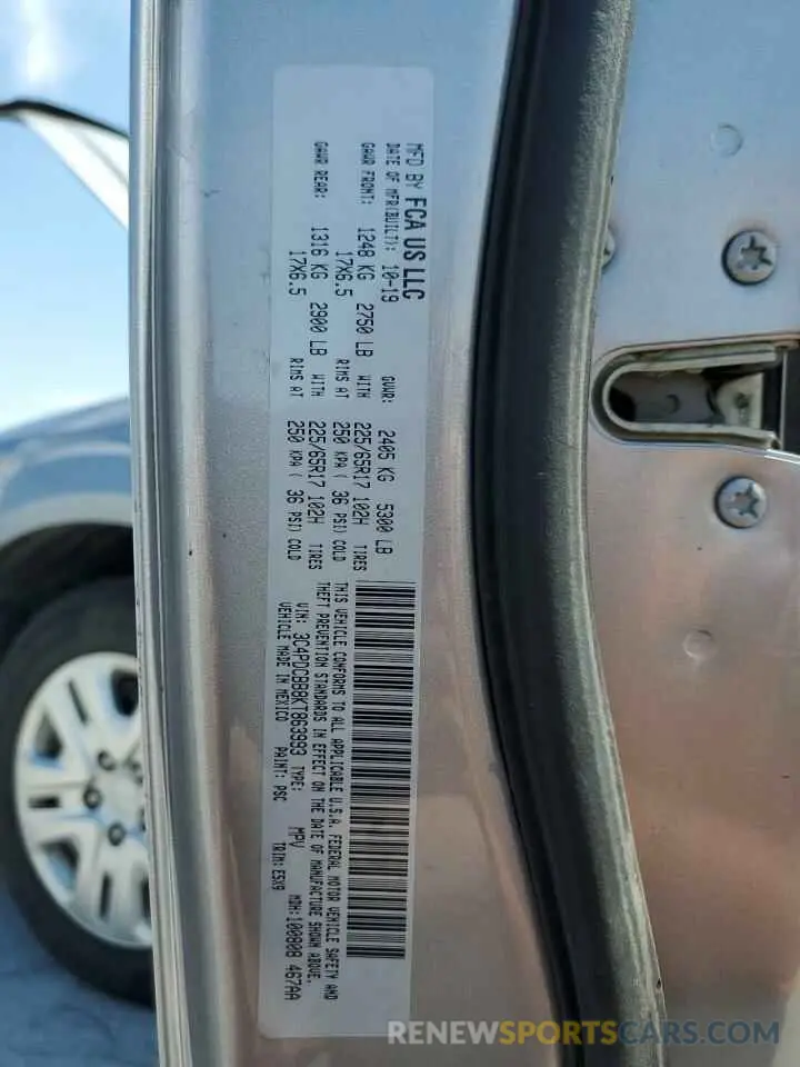13 Photograph of a damaged car 3C4PDCBB8KT863993 DODGE JOURNEY 2019