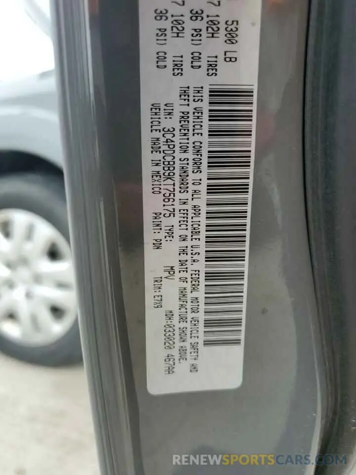 13 Photograph of a damaged car 3C4PDCBB9KT756175 DODGE JOURNEY 2019