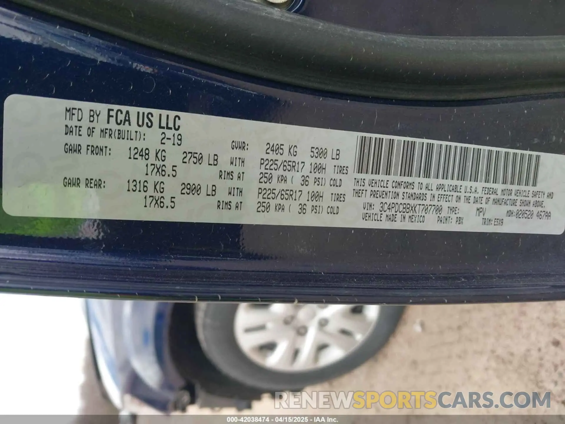 9 Photograph of a damaged car 3C4PDCBBXKT707700 DODGE JOURNEY 2019