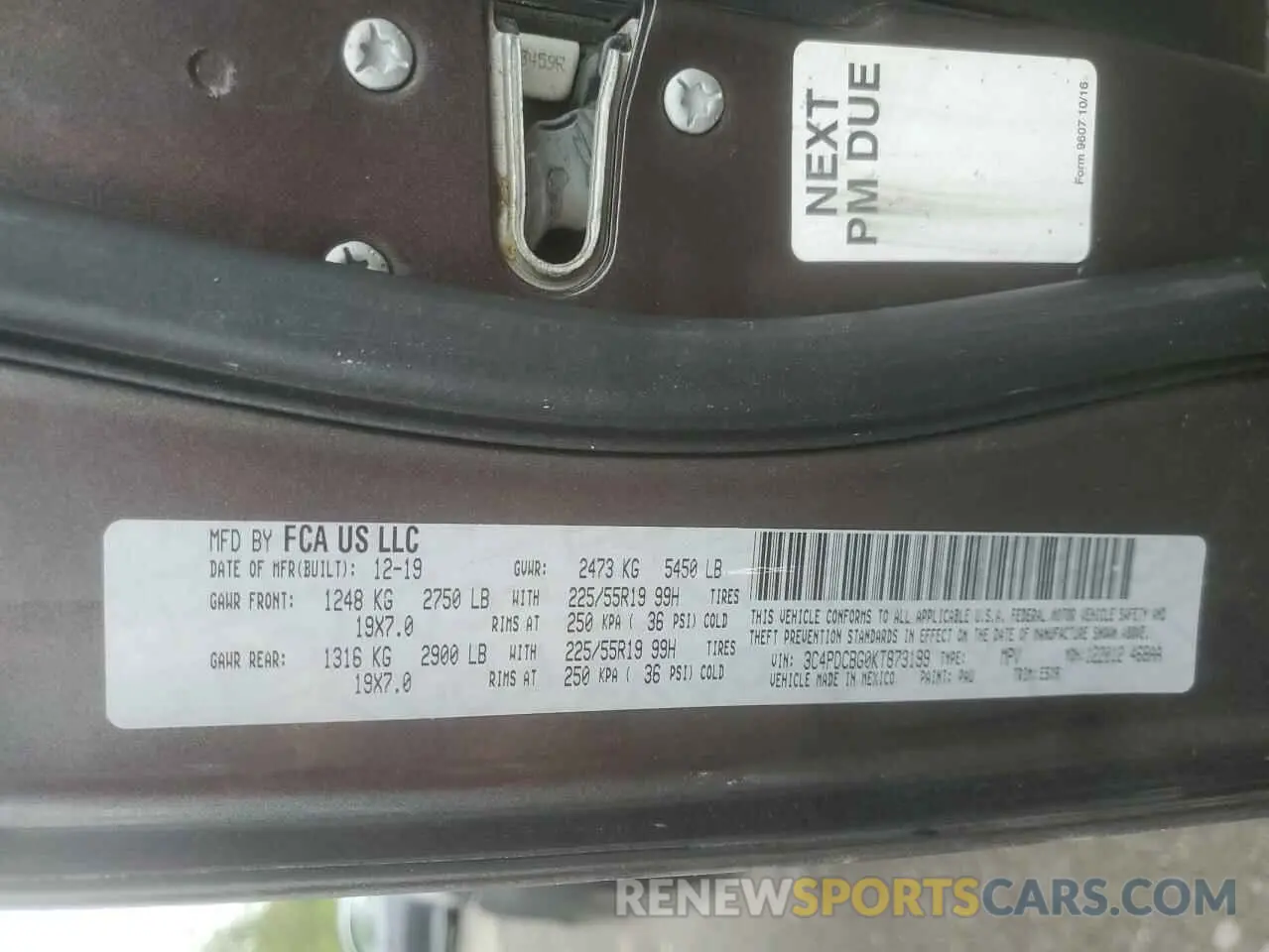 13 Photograph of a damaged car 3C4PDCBG0KT873199 DODGE JOURNEY 2019