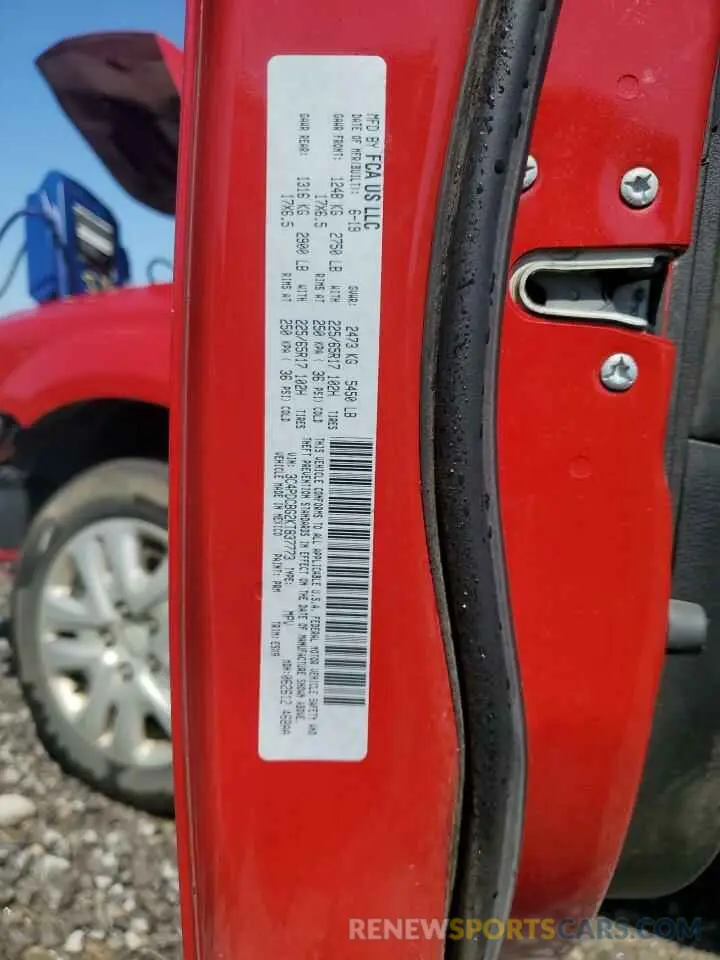12 Photograph of a damaged car 3C4PDCBG2KT837773 DODGE JOURNEY 2019