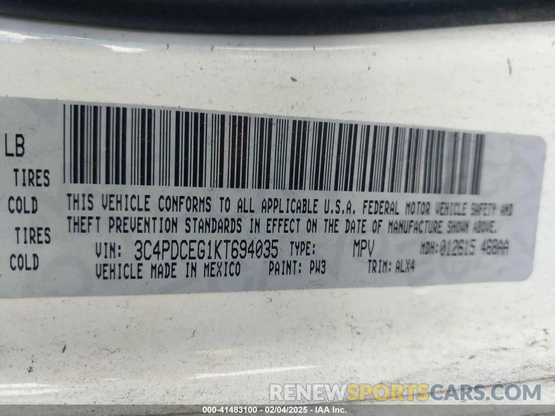 9 Photograph of a damaged car 3C4PDCEG1KT694035 DODGE JOURNEY 2019