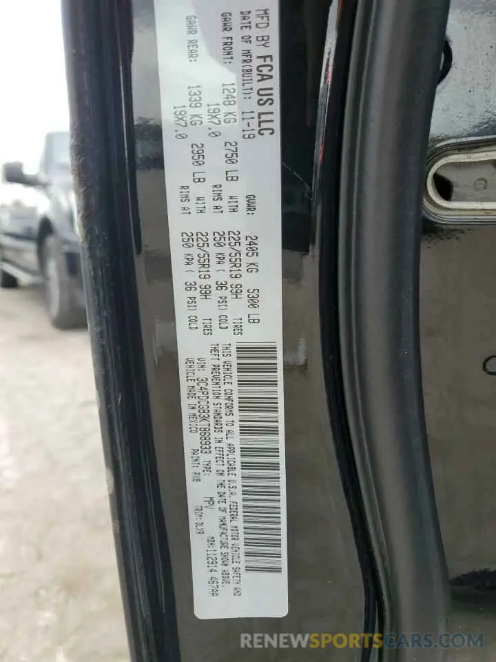 13 Photograph of a damaged car 3C4PDCGB3KT868933 DODGE JOURNEY 2019