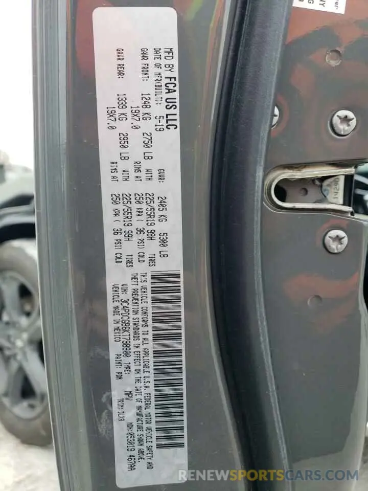 14 Photograph of a damaged car 3C4PDCGB6KT798800 DODGE JOURNEY 2019