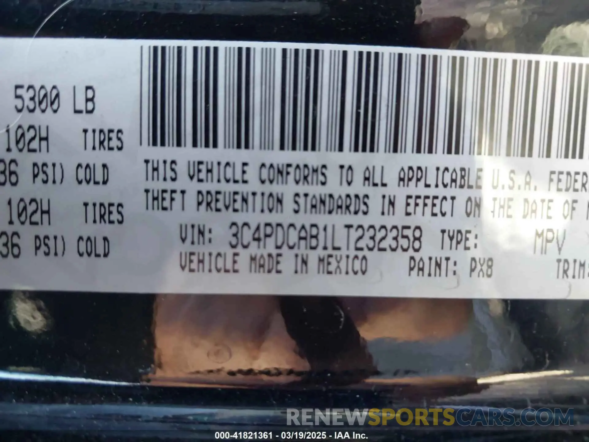 9 Photograph of a damaged car 3C4PDCAB1LT232358 DODGE JOURNEY 2020