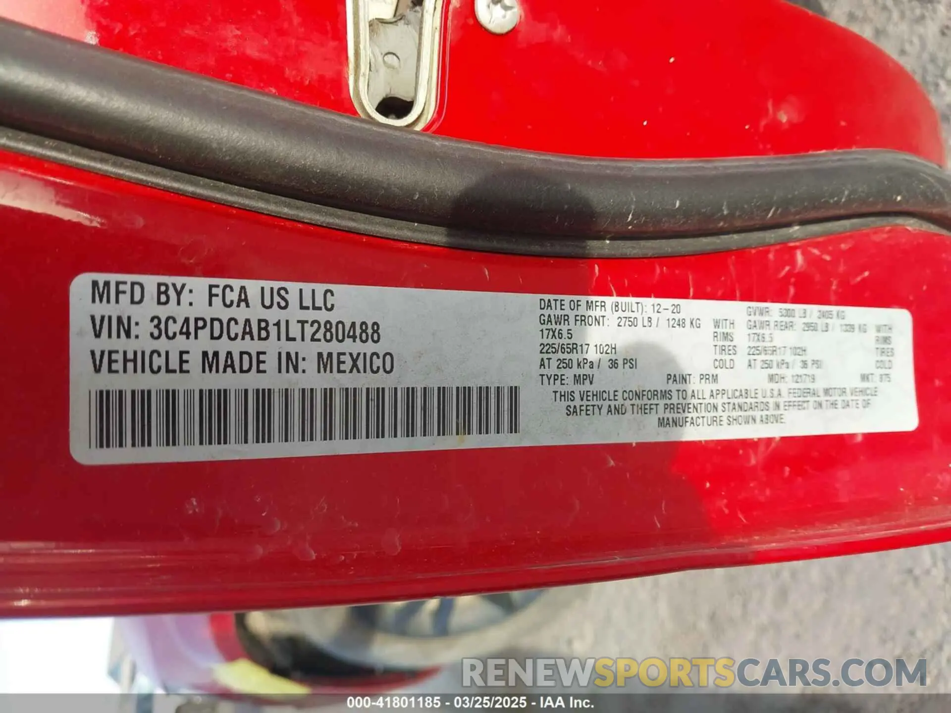 9 Photograph of a damaged car 3C4PDCAB1LT280488 DODGE JOURNEY 2020