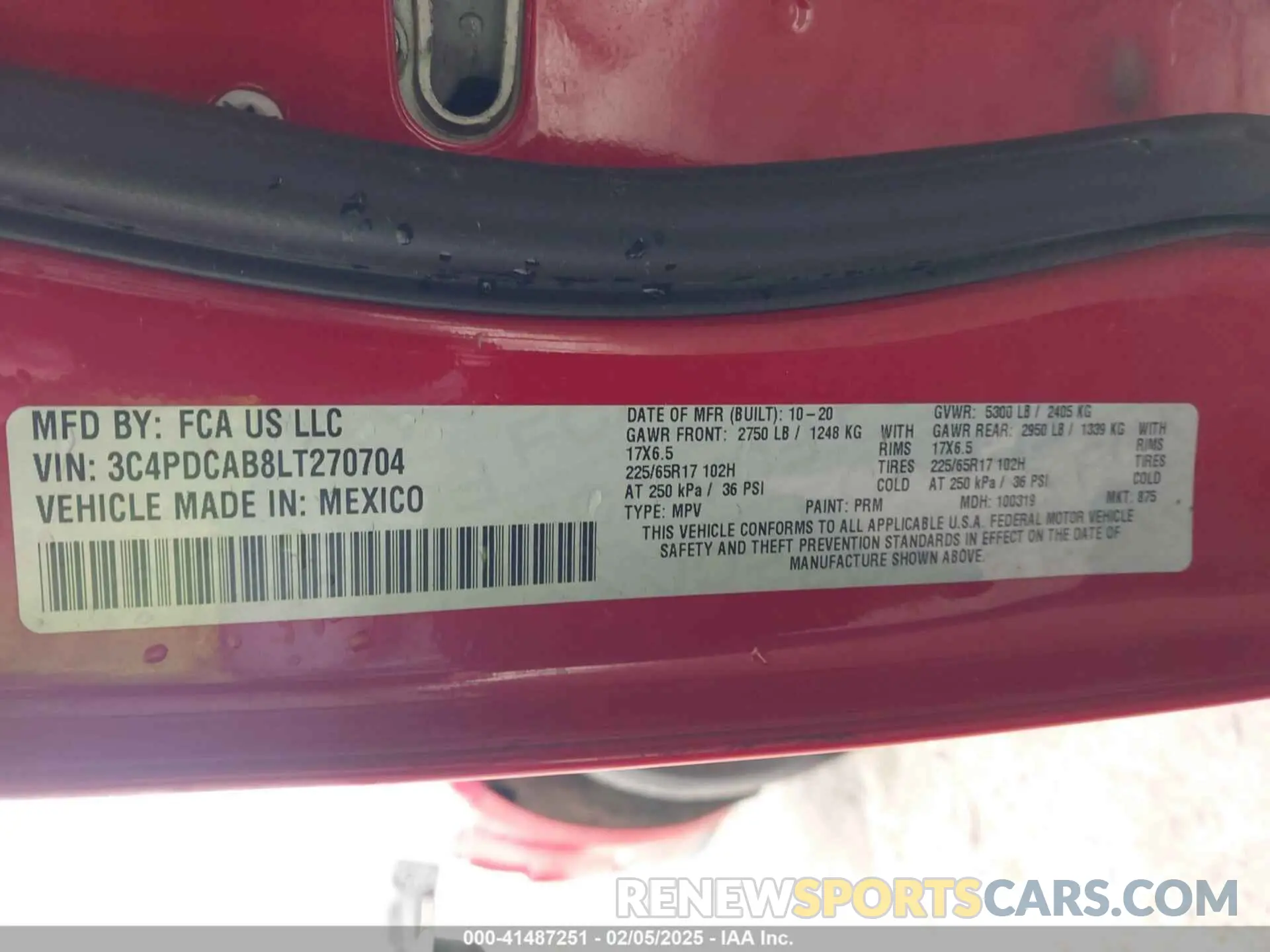 9 Photograph of a damaged car 3C4PDCAB8LT270704 DODGE JOURNEY 2020