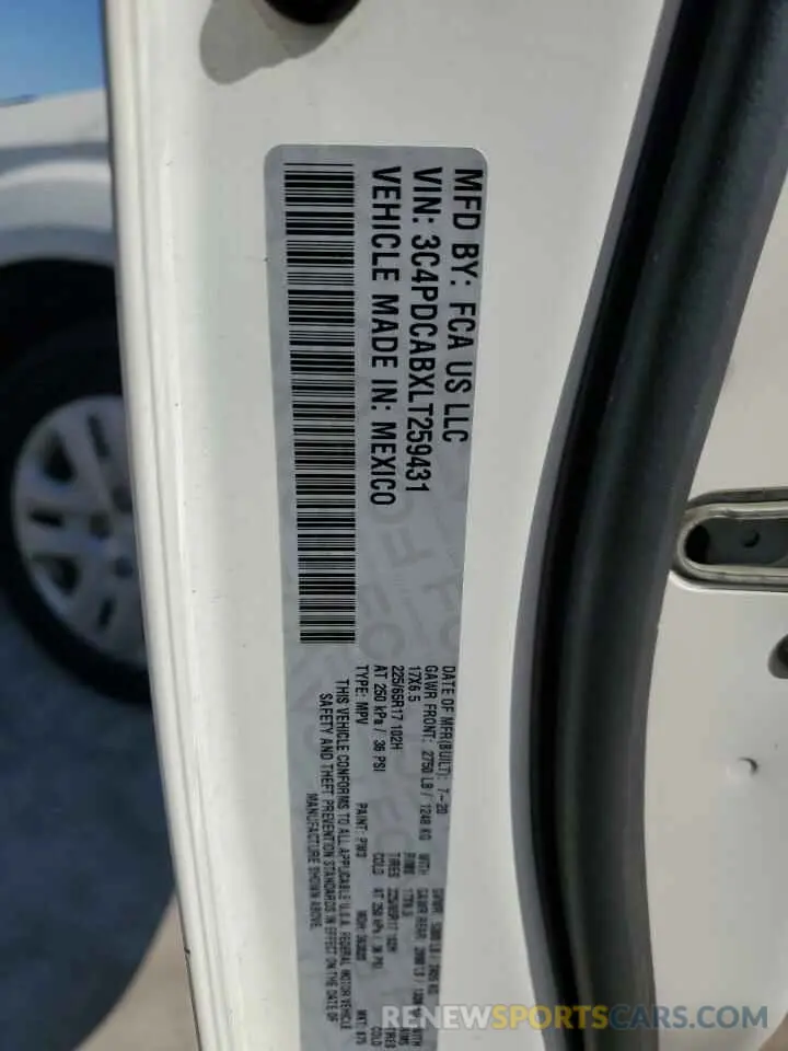 13 Photograph of a damaged car 3C4PDCABXLT259431 DODGE JOURNEY 2020