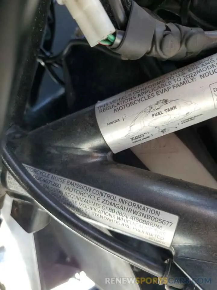 10 Photograph of a damaged car ZDMGAHRW3NB005677 DUCATI ALL OTHER 2022