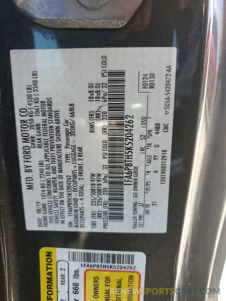13 Photograph of a damaged car 1FA6P8TH5K5204262 FORD ALL Models 2019