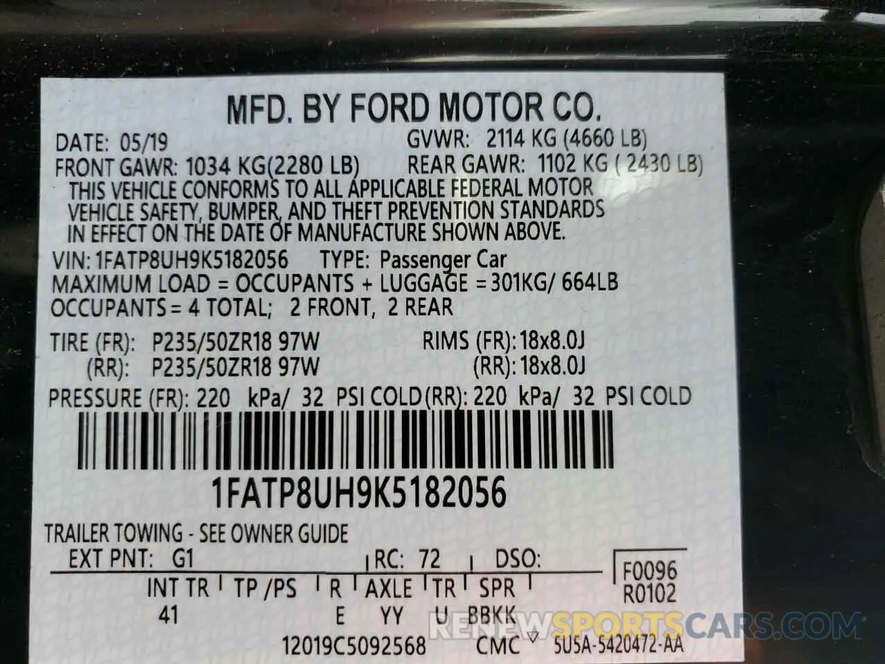 14 Photograph of a damaged car 1FATP8UH9K5182056 FORD ALL Models 2019