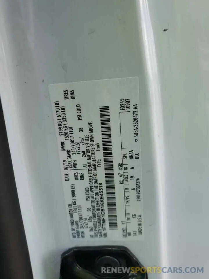 12 Photograph of a damaged car 1FTMF1CB1KKE45518 FORD All Models 2019