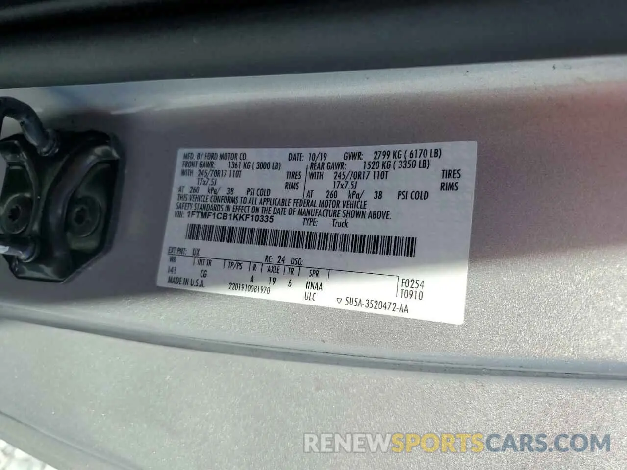 12 Photograph of a damaged car 1FTMF1CB1KKF10335 FORD All Models 2019