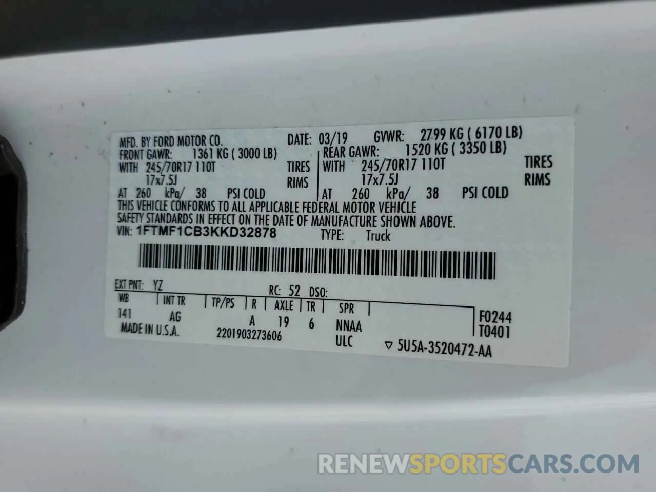 12 Photograph of a damaged car 1FTMF1CB3KKD32878 FORD All Models 2019