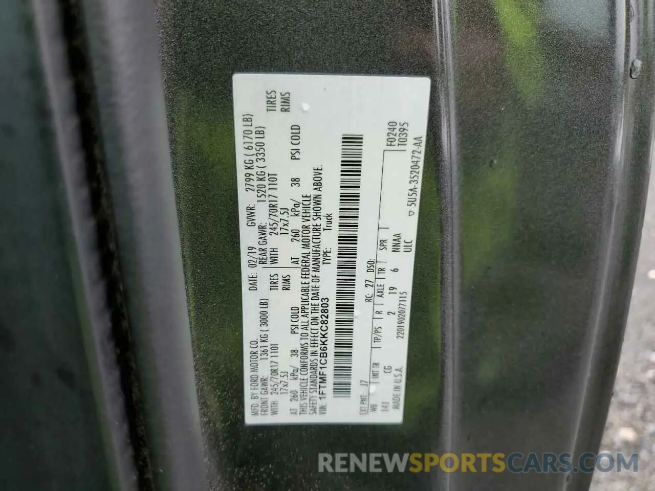 12 Photograph of a damaged car 1FTMF1CB6KKC82803 FORD All Models 2019
