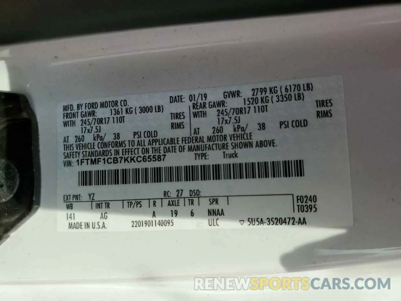 12 Photograph of a damaged car 1FTMF1CB7KKC65587 FORD All Models 2019