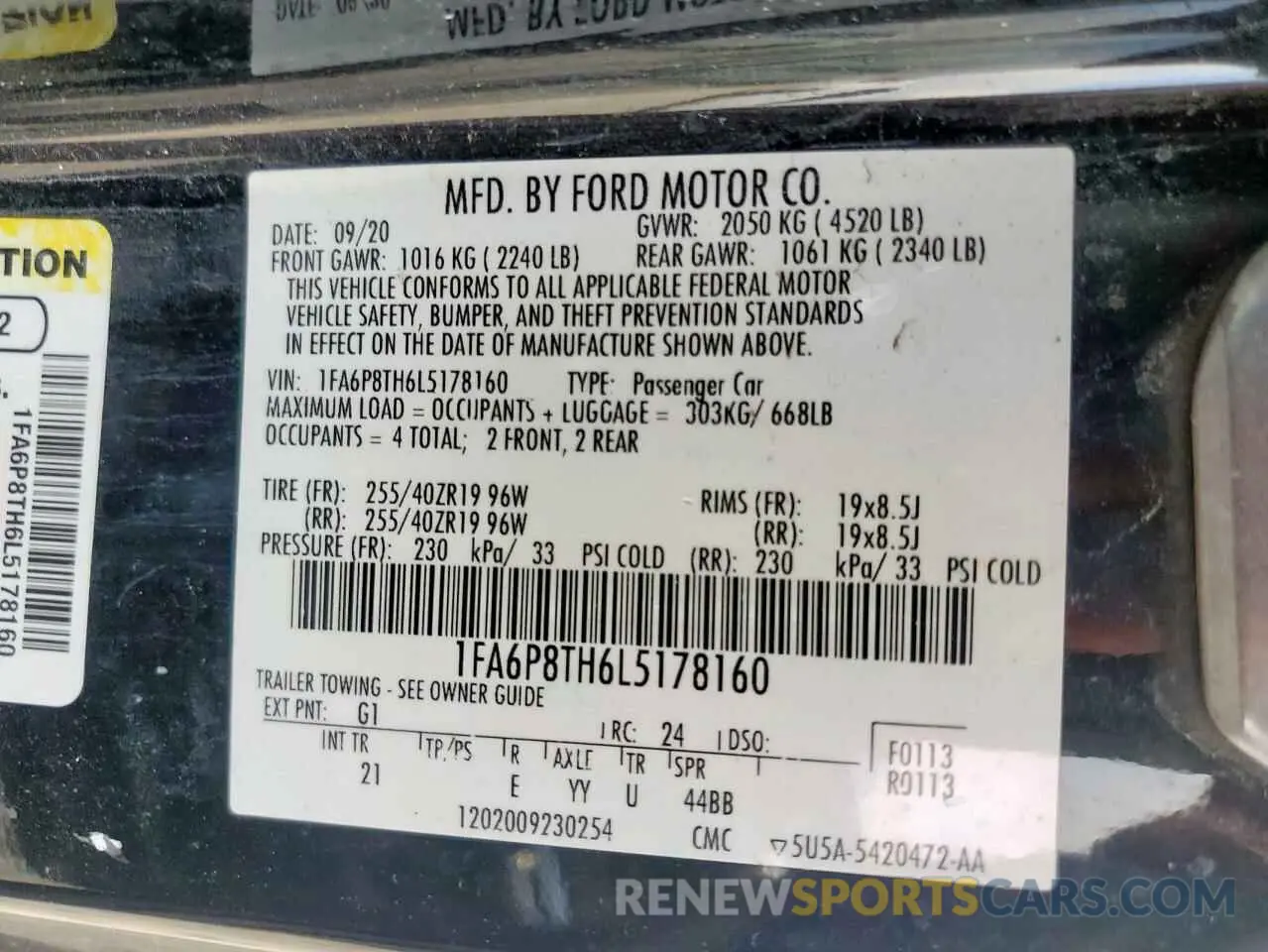 13 Photograph of a damaged car 1FA6P8TH6L5178160 FORD ALL Models 2020