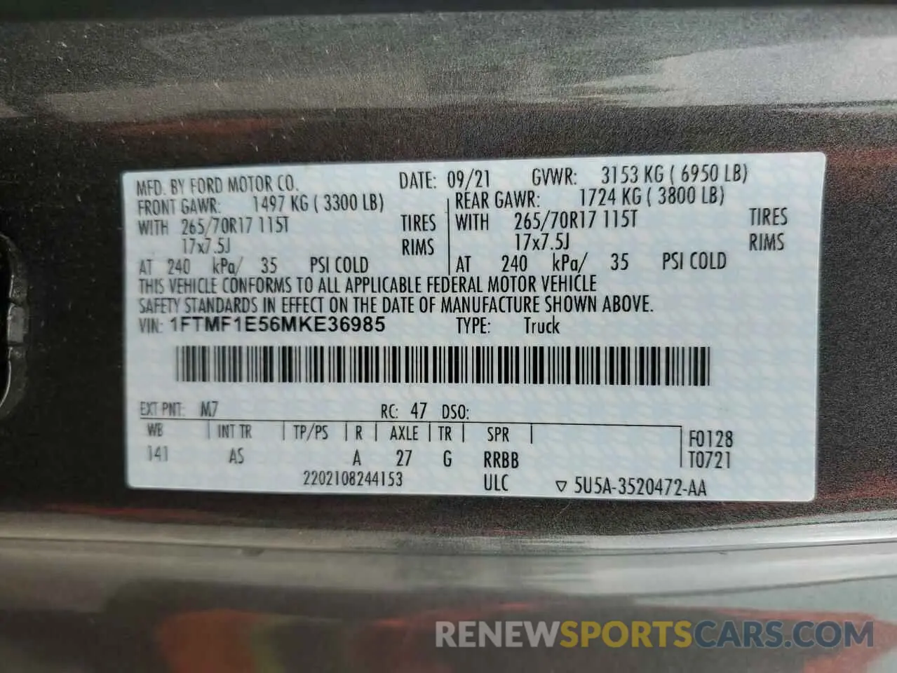 12 Photograph of a damaged car 1FTMF1E56MKE36985 FORD All Models 2021