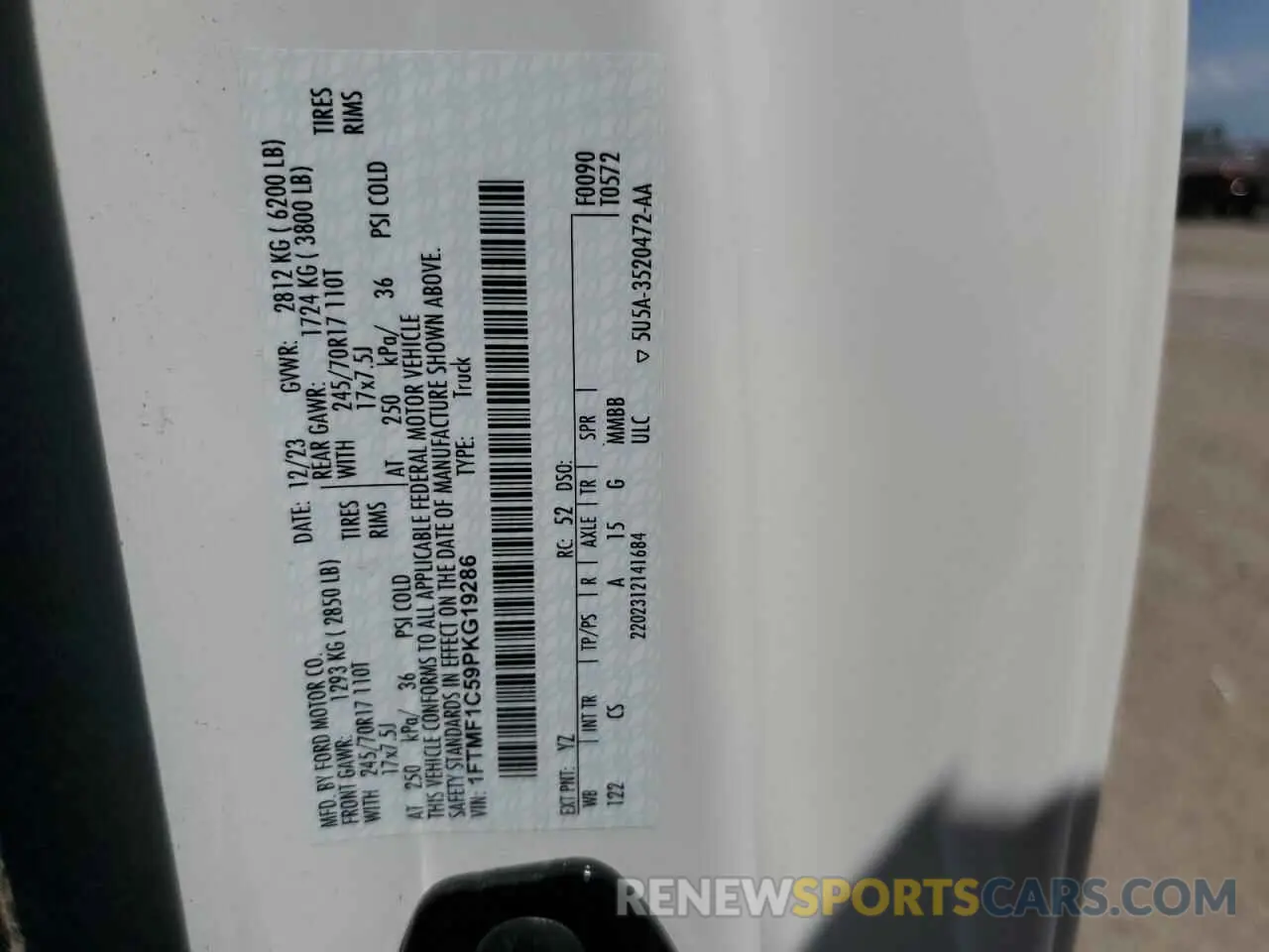 12 Photograph of a damaged car 1FTMF1C59PKG19286 FORD All Models 2023