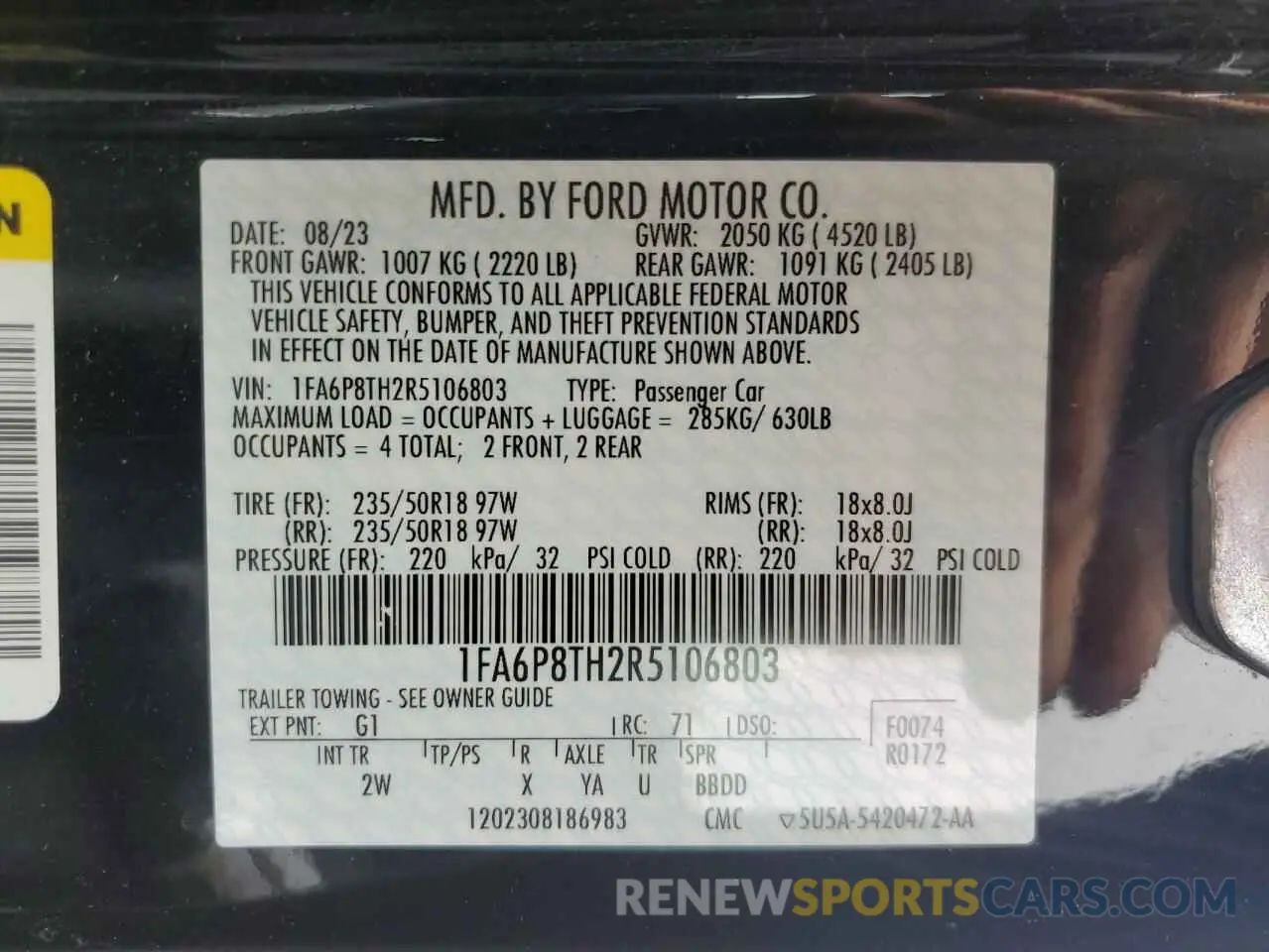 13 Photograph of a damaged car 1FA6P8TH2R5106803 FORD ALL Models 2024