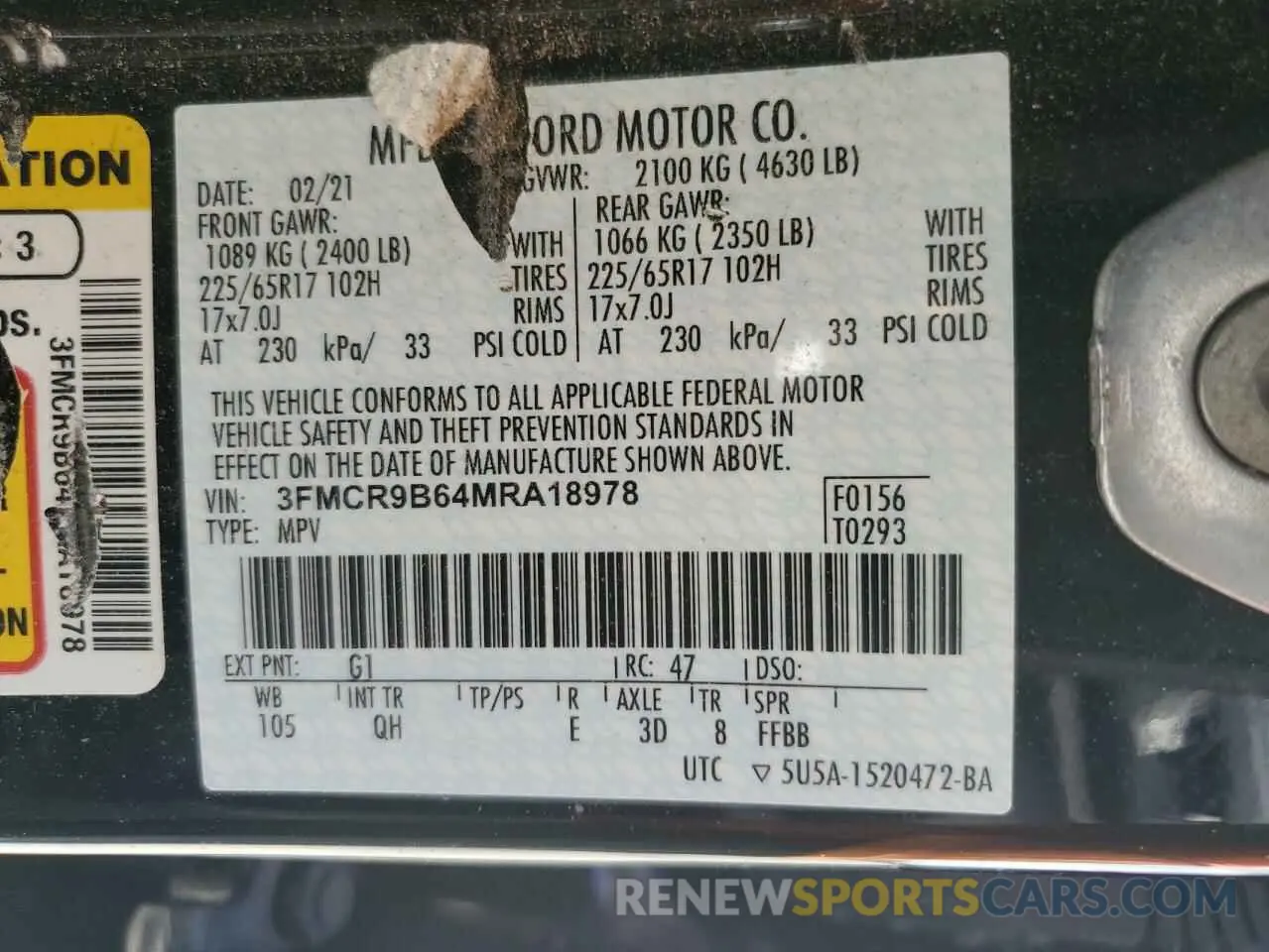 13 Photograph of a damaged car 3FMCR9B64MRA18978 FORD BRONCO 2021