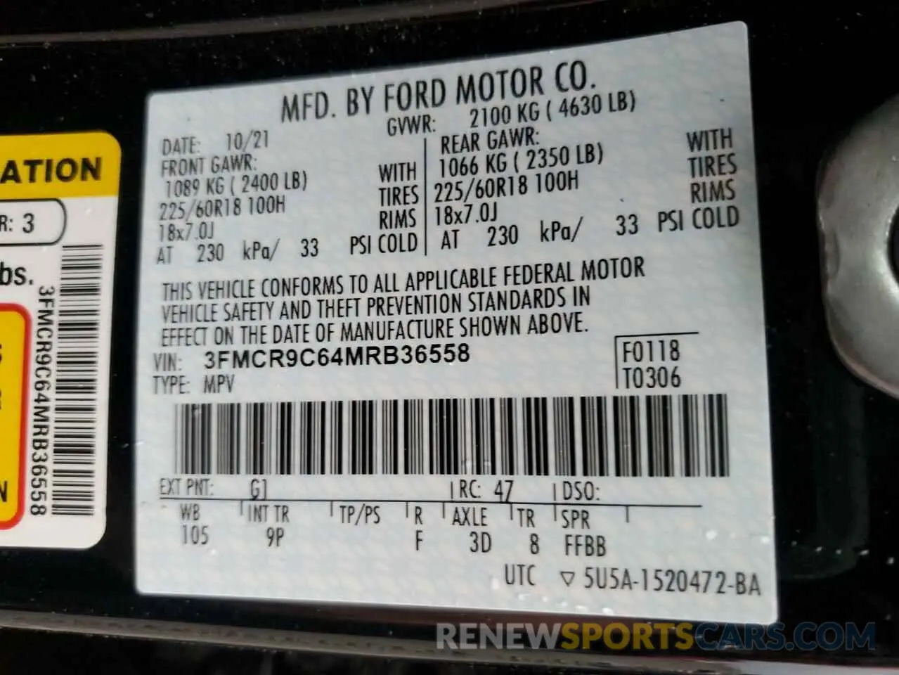13 Photograph of a damaged car 3FMCR9C64MRB36558 FORD BRONCO 2021