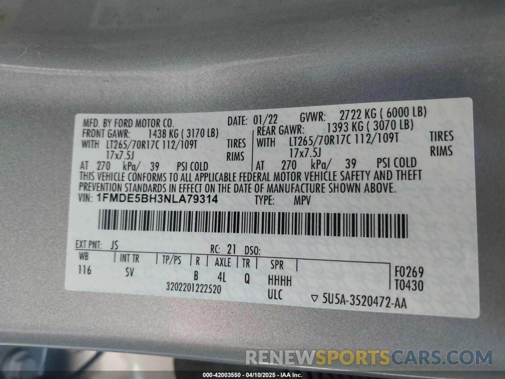 9 Photograph of a damaged car 1FMDE5BH3NLA79314 FORD BRONCO 2022