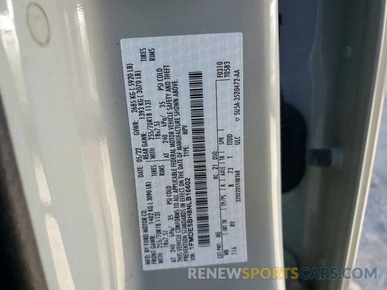 14 Photograph of a damaged car 1FMDE5BH8NLB16602 FORD BRONCO 2022