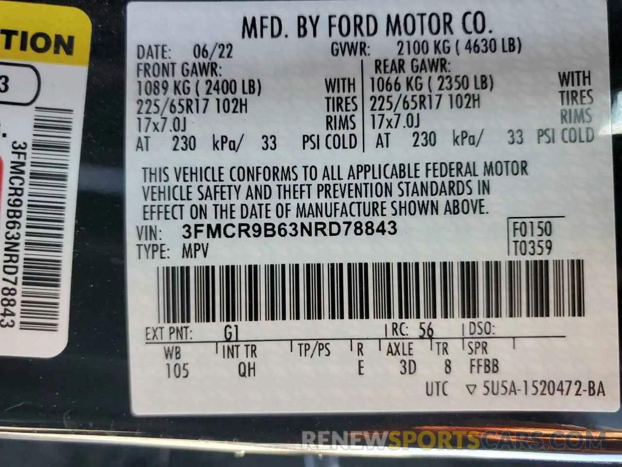 13 Photograph of a damaged car 3FMCR9B63NRD78843 FORD BRONCO 2022