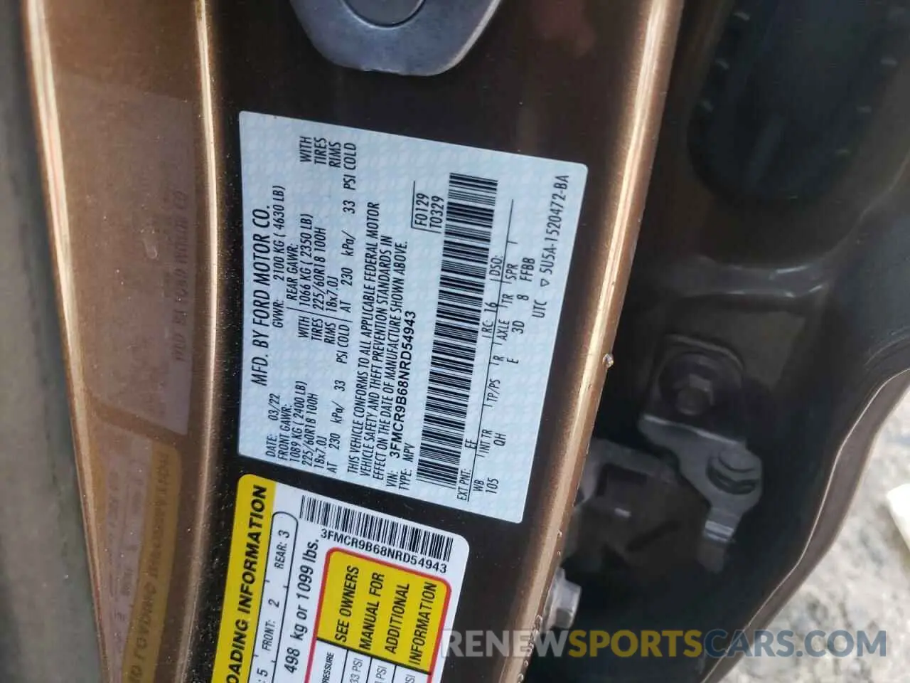 13 Photograph of a damaged car 3FMCR9B68NRD54943 FORD BRONCO 2022