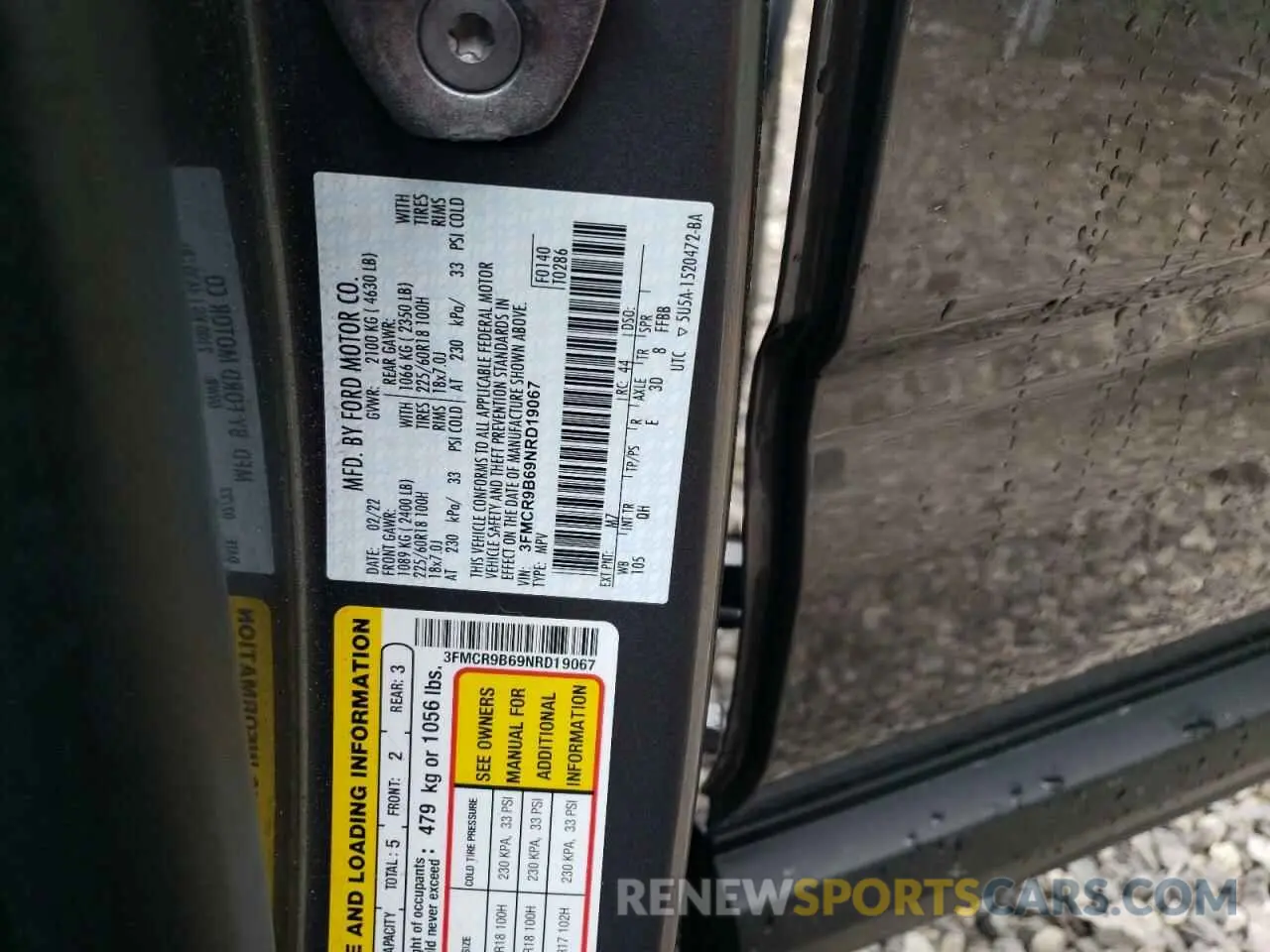 13 Photograph of a damaged car 3FMCR9B69NRD19067 FORD BRONCO 2022