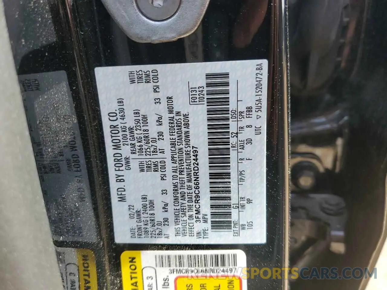 13 Photograph of a damaged car 3FMCR9C66NRD24497 FORD BRONCO 2022